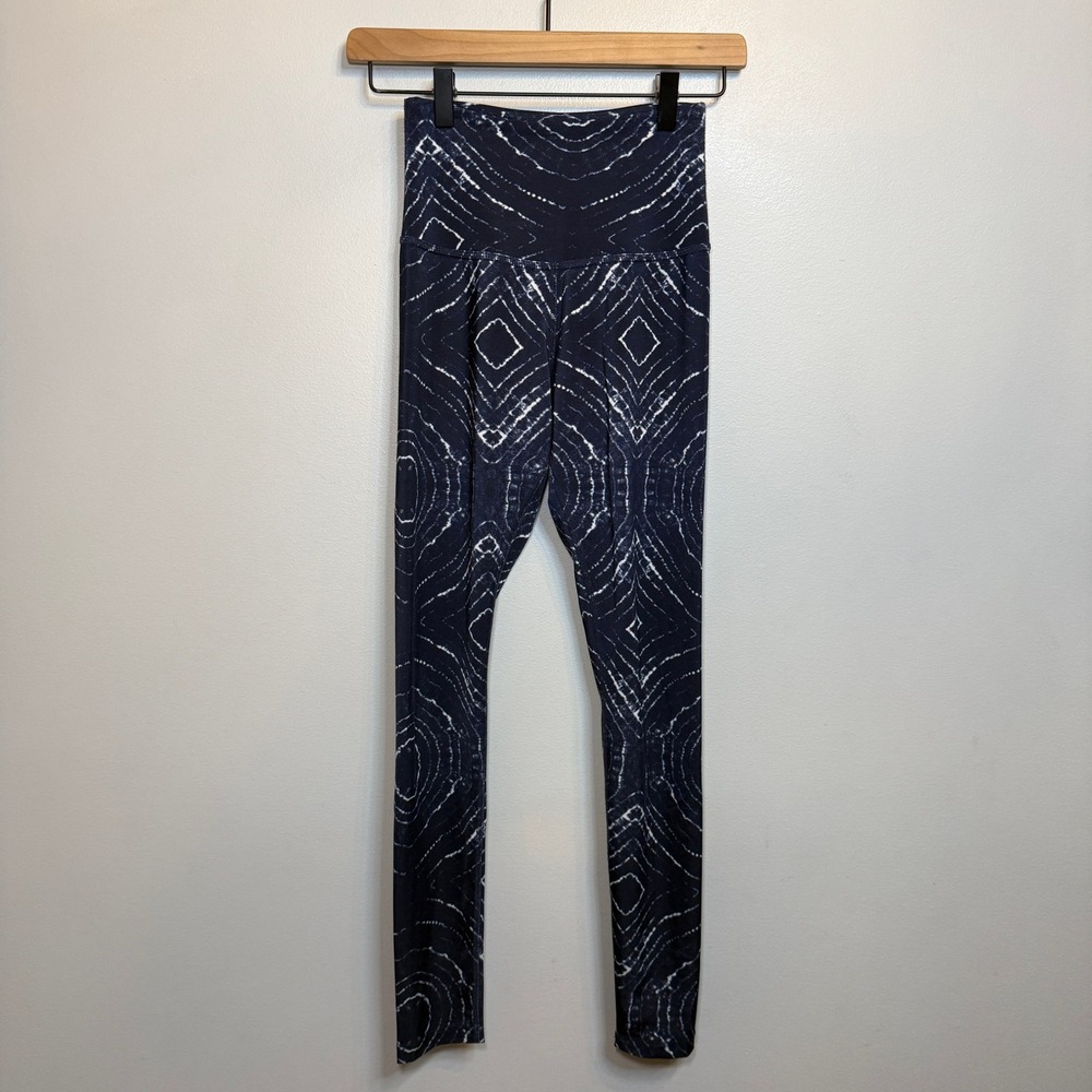 Beyond Yoga Navy Blue White Geometric High Waisted Leggings Size X-Small